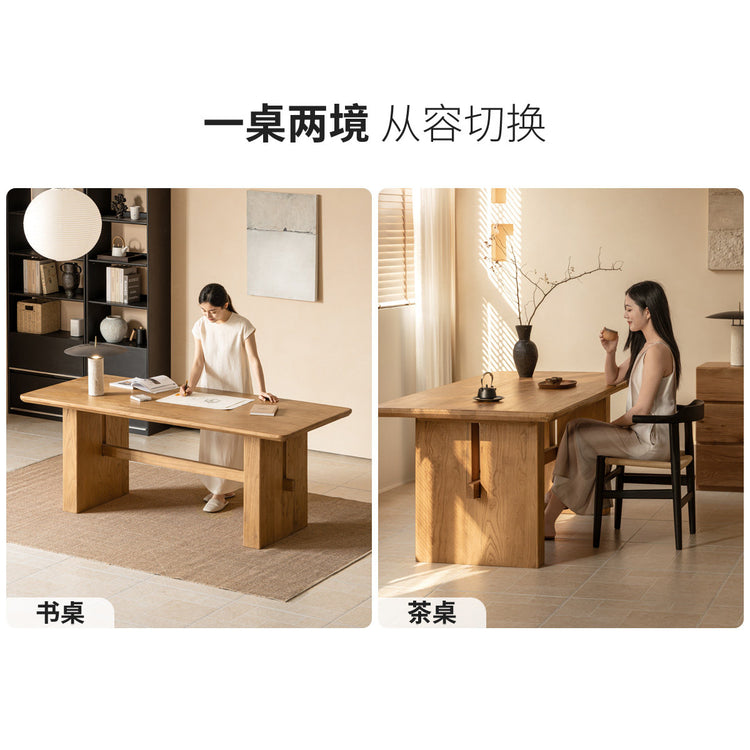 实木餐桌原木整厚大板桌侘寂风餐厅吃饭桌长桌工作台