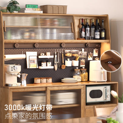 实木餐边柜一体高柜茶水柜白蜡木储物柜简约碗柜酒柜