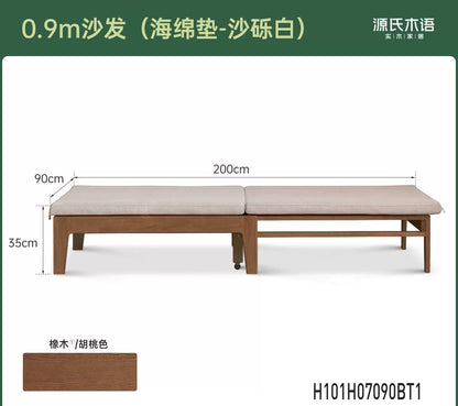 全实木折叠沙发床单人床客厅小户型橡木两用可伸缩沙发