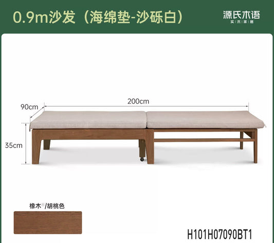 全实木折叠沙发床单人床客厅小户型橡木两用可伸缩沙发