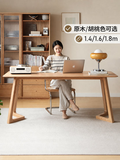 实木大书桌简约橡木靠墙办公桌书房长方形桌子餐桌