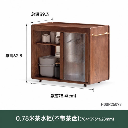 实木移动茶水柜烧水壶一体边几置物架客厅沙发侧边柜