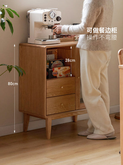 实木电视边柜北欧餐边柜橡木茶水柜客厅原木储物柜展示柜