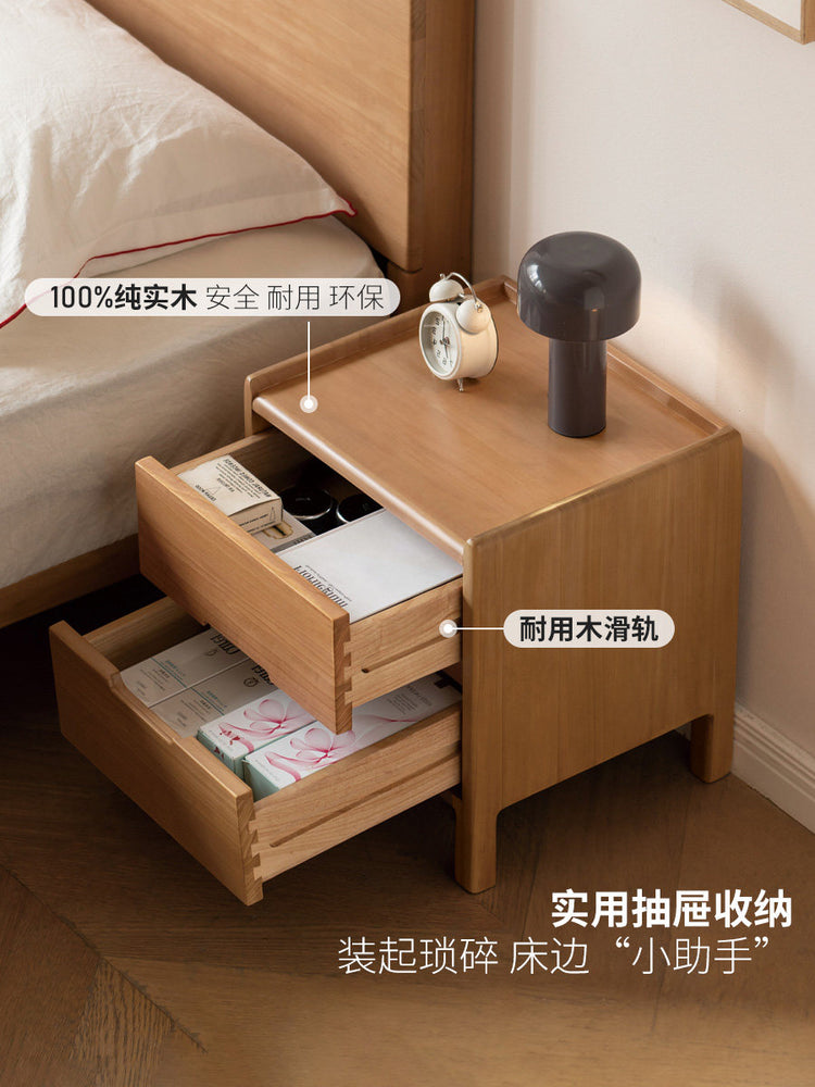 实木床头柜卧室床尾收纳现代简约储物柜原木风床边柜