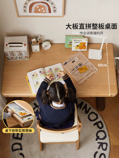实木儿童学习桌小学生写字桌现代简约手摇升降电脑桌