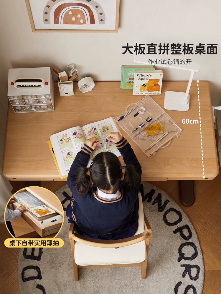 实木儿童学习桌小学生写字桌现代简约手摇升降电脑桌