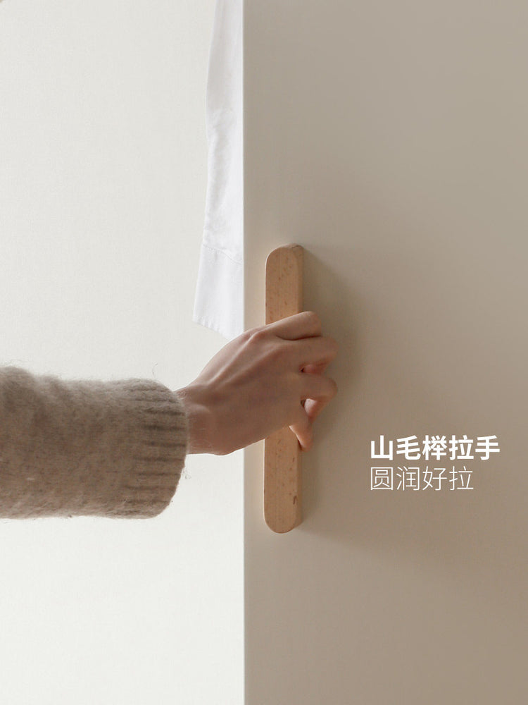 实木衣柜简约白色收纳储物柜卧室对开门四门衣橱