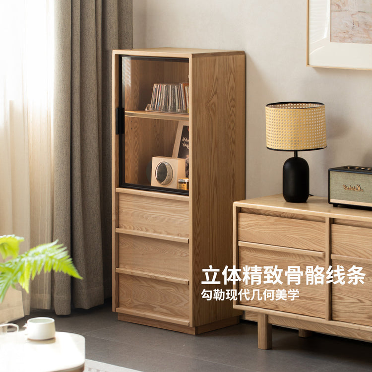 实木边柜客厅现代简约收纳储物柜靠墙置物柜落地书柜
