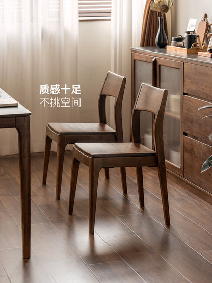 实木餐椅餐厅简约吃饭椅黑胡桃木靠背椅小户型堆叠椅