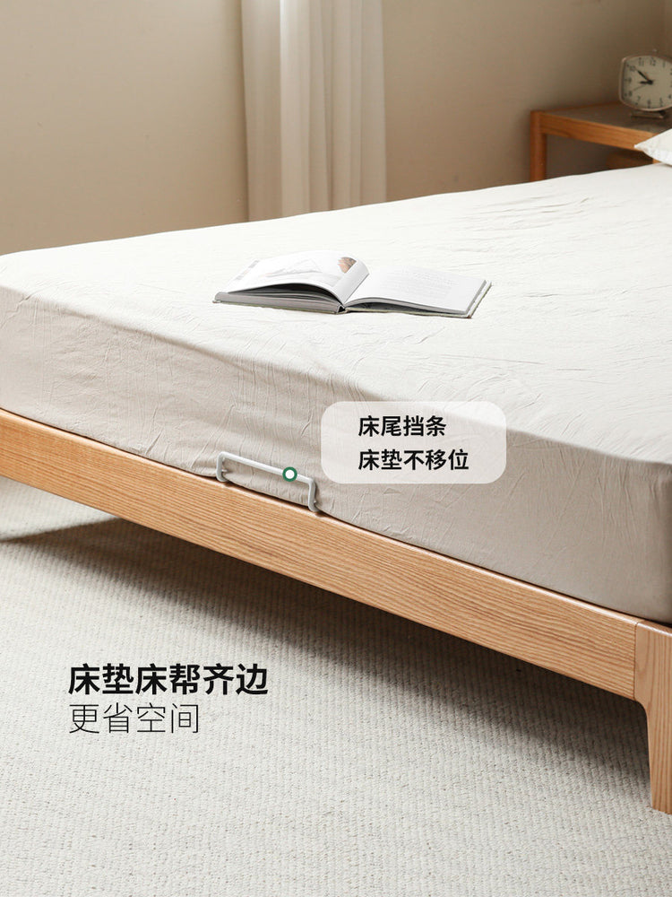 实木床北欧家具橡木卧室软靠床双人床简约齐边竖琴床