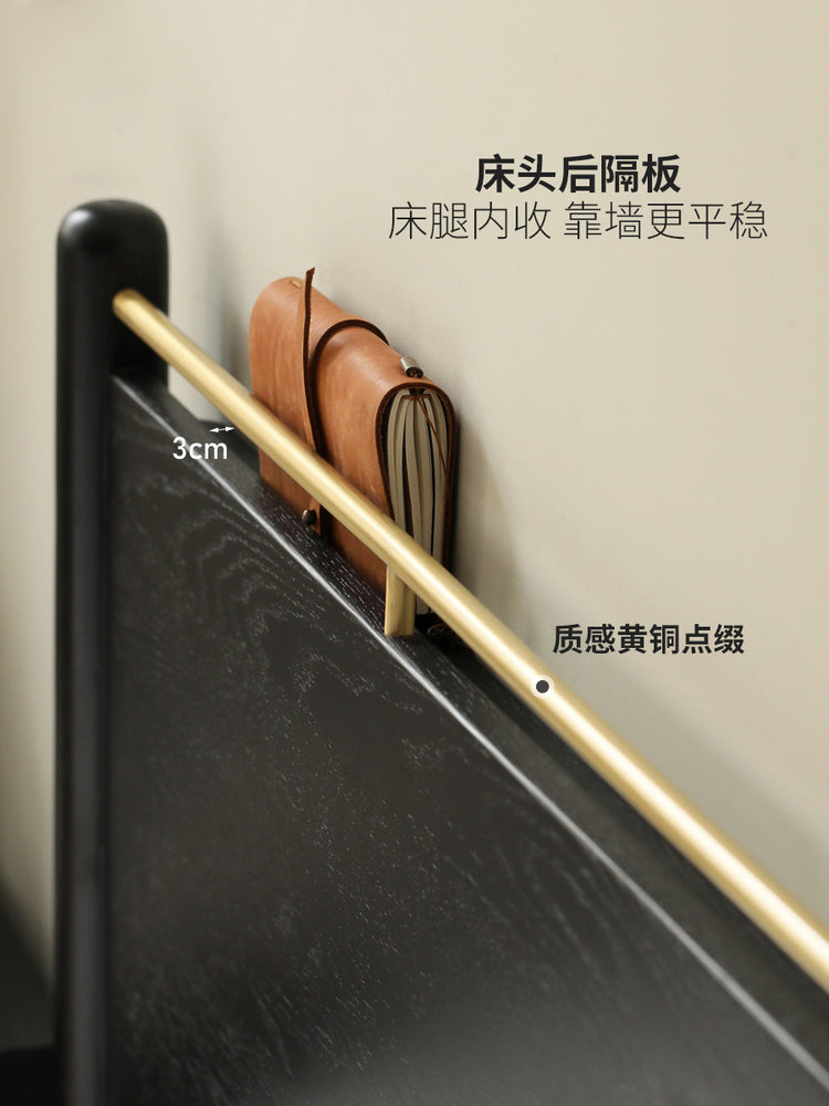 全实木床现代简约黑色复古双人床卧室大床橡木家具
