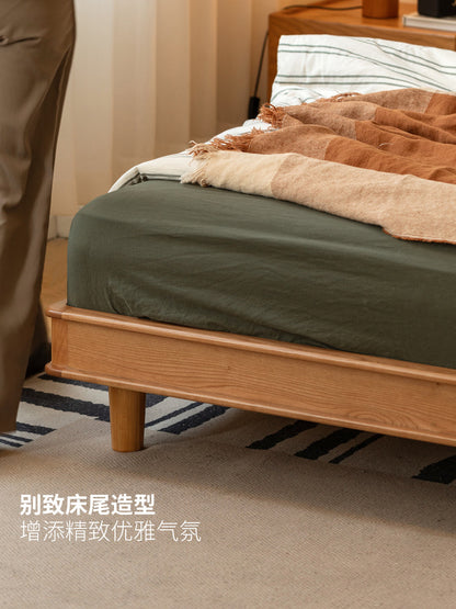 实木床复古樱桃木软靠床多功能双人床卧室中古大床