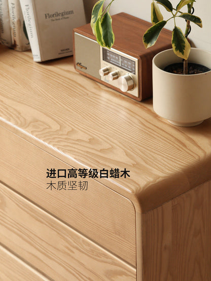 实木梳妆台斗柜一体现代简约白蜡木伸缩化妆桌收纳化妆台