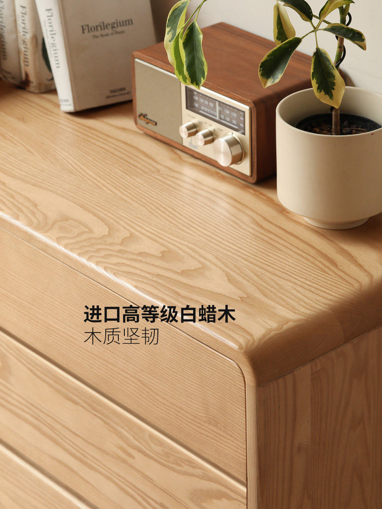 实木梳妆台斗柜一体现代简约白蜡木伸缩化妆桌收纳化妆台