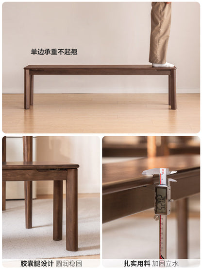 实木长条凳餐厅黑胡桃木餐凳卧室床尾凳简约休闲凳子