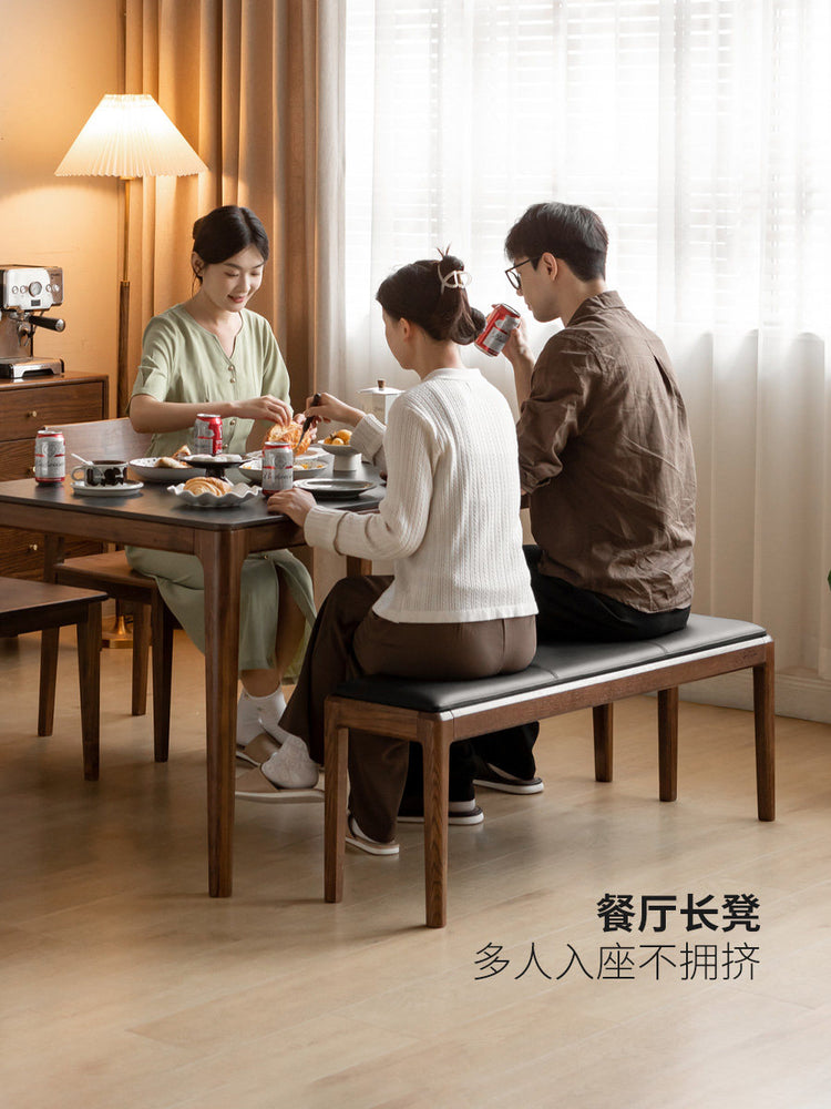 软包长条凳北欧橡木长凳餐厅休闲凳凳子床尾凳换鞋凳
