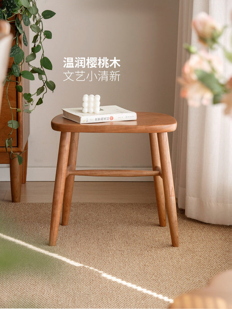 实木方凳樱桃木复古化妆凳原木换鞋凳餐厅吃饭小凳子