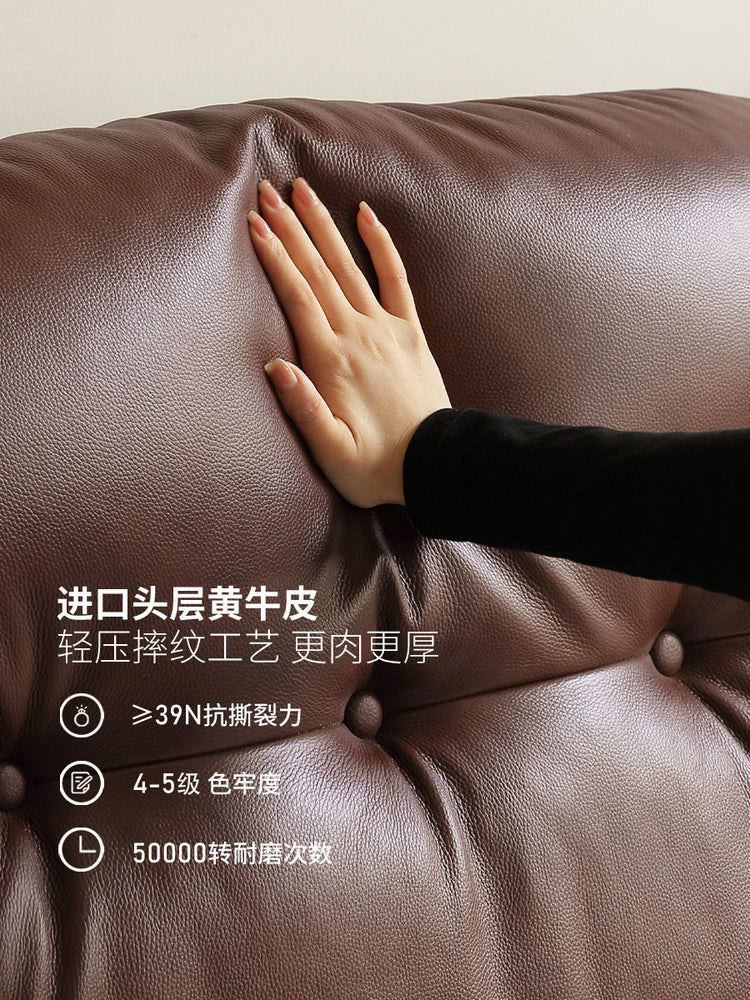 真皮床美式复古软包床卧室带灯悬浮床1米8双人大床