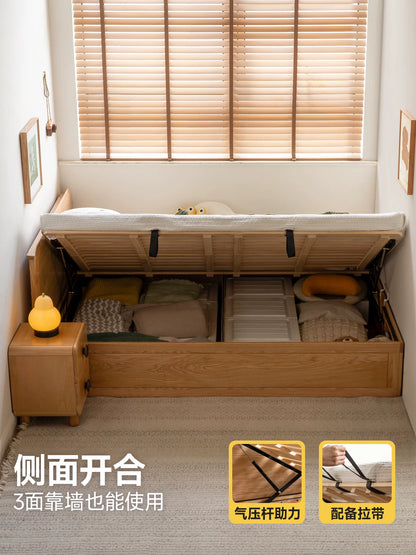 实木儿童箱体床卧室男孩女孩单人床多功能侧开储物床