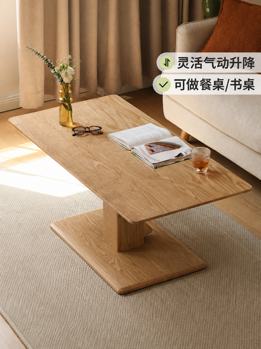 实木茶几客厅升降茶台现代简约餐桌白蜡木书桌茶桌