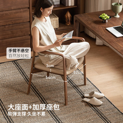 实木书椅新中式书房扶手椅茶椅书桌椅软包靠背椅餐椅