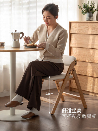 实木软包餐椅橡木休闲靠背椅餐桌椅子餐厅原木折叠椅