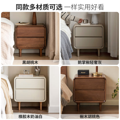 实木床头柜现代简约收纳柜卧室带锁储物柜胡桃色柜子