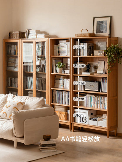 实木书柜整墙自由组合书架陈列柜展示柜复古樱桃木柜子