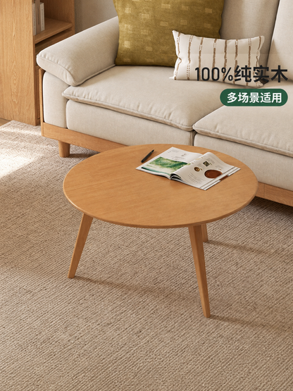 实木原木风简约茶台客厅小户型茶桌组合圆形茶几