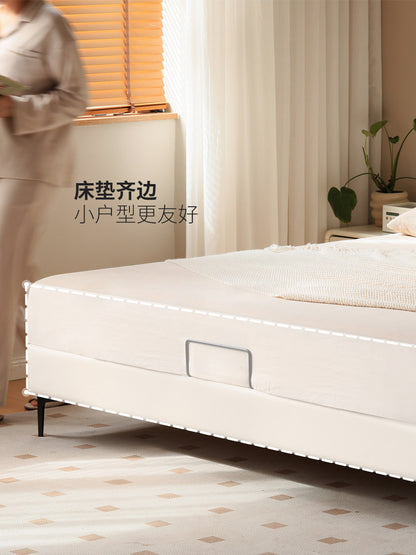 皮床真皮床现代简约主卧轻奢软包床双人床奶油风白色大床