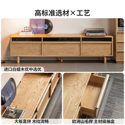 实木电视柜黑标白蜡木地柜客厅收纳储物柜电视机柜