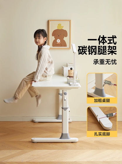 实木儿童学习桌小学生书桌课桌椅可升降大白桌写字桌