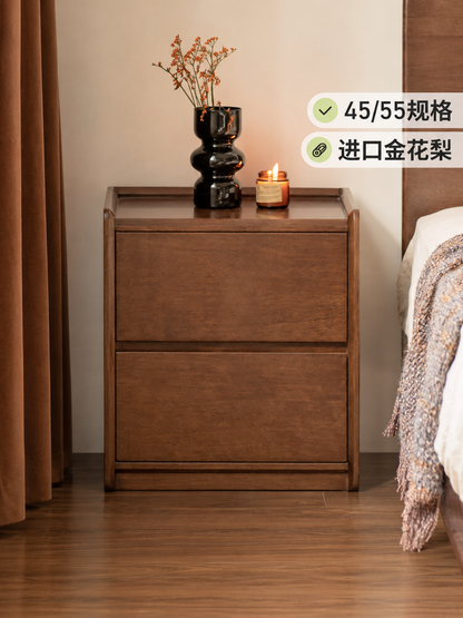 实木床头柜现代简约储物柜卧室胡桃色收纳柜床边柜子