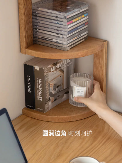 实木置物架北欧转角书架橡木书桌桌面木架隔板收纳架