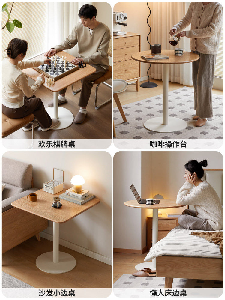 实木餐桌简约橡木圆桌小户型方桌原木色休闲桌洽谈桌