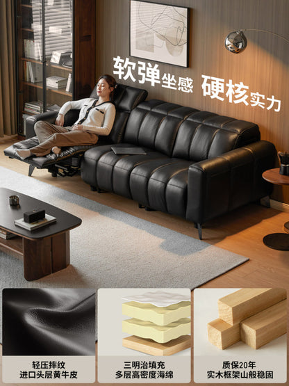 电动客厅现代简约零靠墙功能沙发琴键格真皮沙发