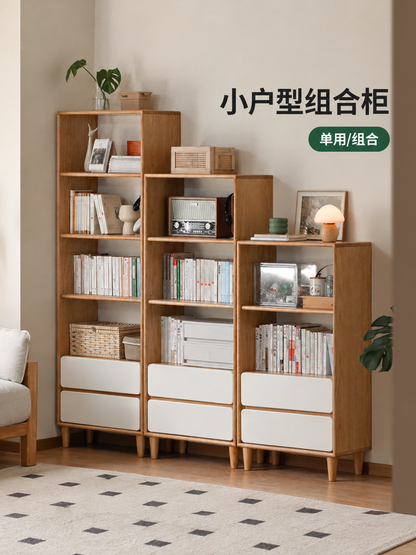 实木书柜现代简约客厅展示柜小户型组合柜靠墙收纳柜