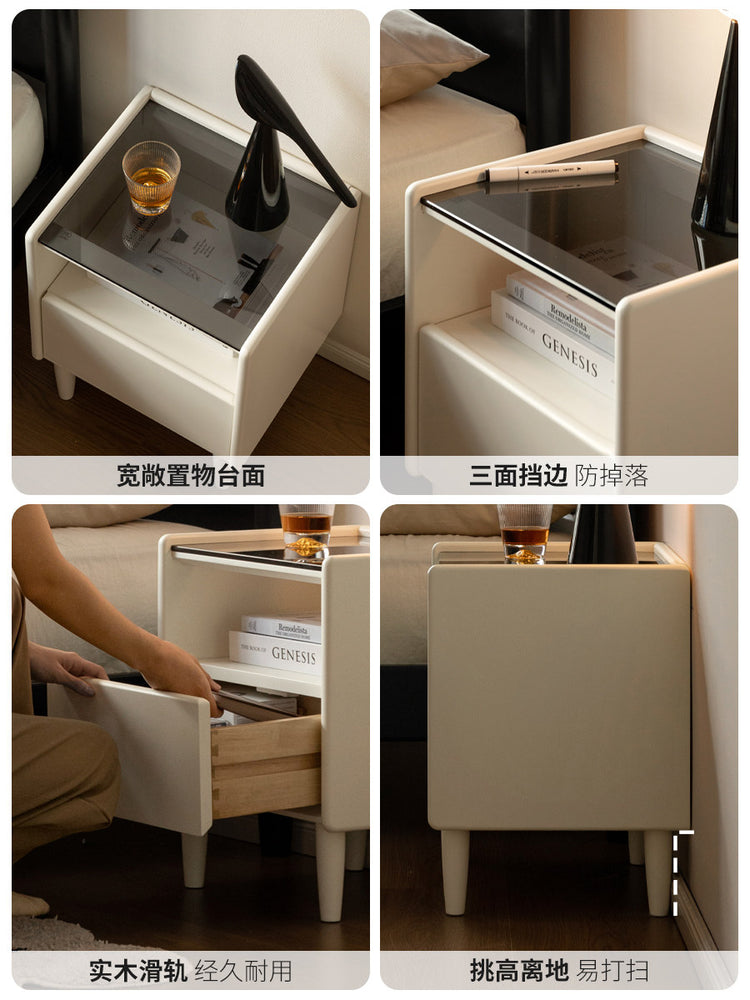 实木床头柜现代简约储物柜卧室白色收纳柜床边置物柜