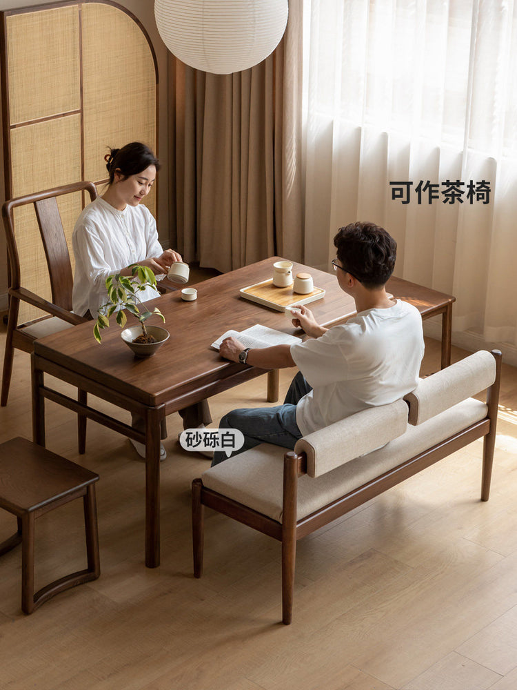 实木长条凳黑胡桃木吃饭凳子软包长凳简约餐厅靠背长板凳