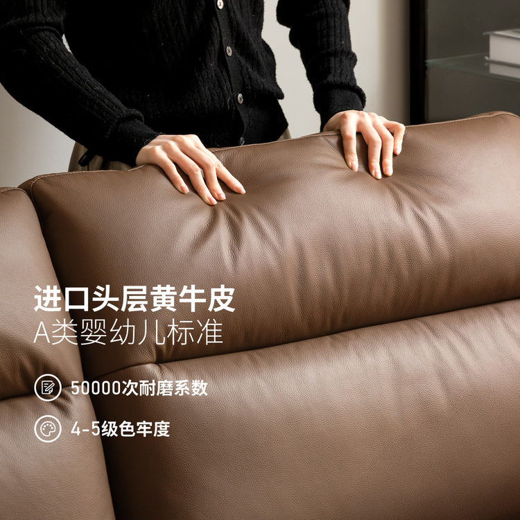 真皮沙发意式轻奢皮艺客厅棕色小户型高脚沙发
