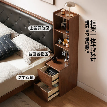 实木床头柜现代简约储物柜卧室胡桃色陈列柜收纳柜