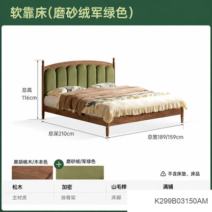 实木床法式橡木软靠床中古风真皮床复古卧室双人床