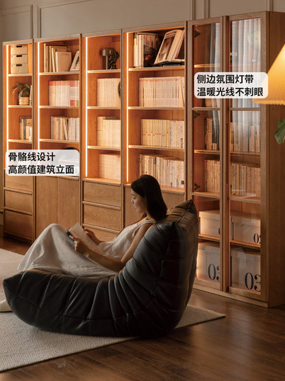 黑标实木书柜樱桃木书房展示柜简约储物柜玻璃门柜子