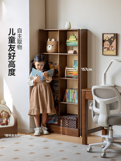 实木儿童书柜复古风自由组合格子书架落地收纳展示柜