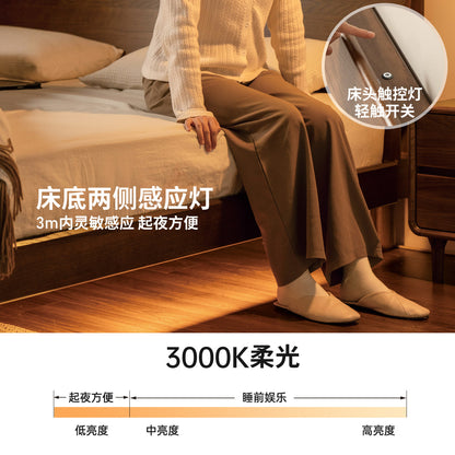 实木床现代简约橡木胡桃色大床北欧小户型卧室家具单人床