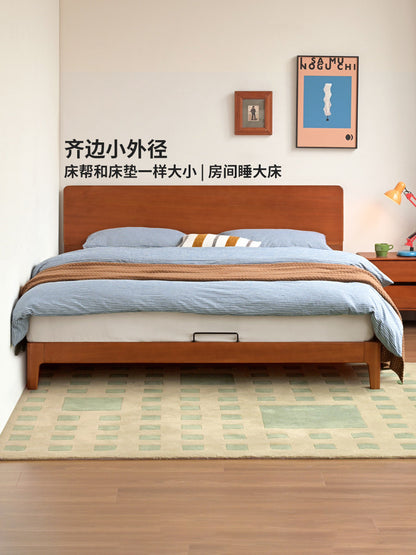 实木床卧室复古齐边床中古大板床1.5米1.8米双人床