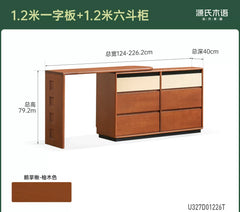 实木化妆桌卧室包豪斯斗柜化妆台中古风旋转梳妆台