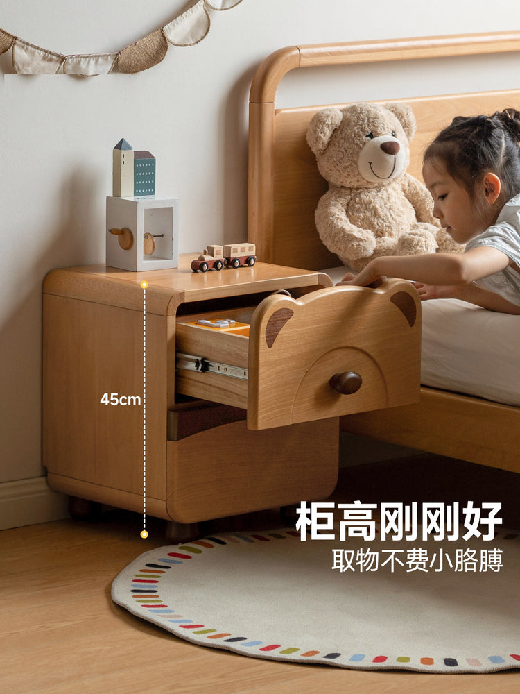 实木儿童床头柜卡通小熊床边柜小户型卧室宝宝收纳储物柜