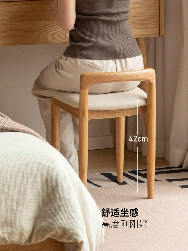 卧室梳妆凳实木椅子软座日式化妆凳子靠背简约小方凳