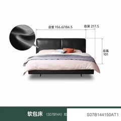 真皮床意式轻奢头层牛皮软包床皮床大黑牛双人床悬浮床